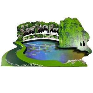 Wood Art display My Favorite Places Reflecting Pond Sheila Monet floral trees